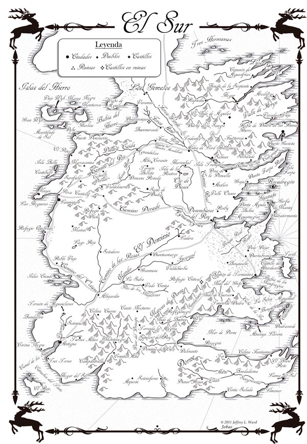 mapa de el Sur de Poniente en español juego de tronos