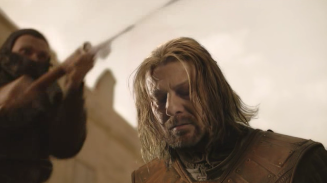 Sean Bean as Eddard Stark on Game of Thrones S01E09
