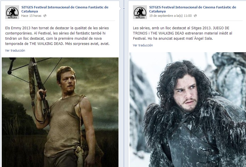 Publicaciones en el Facebook oficial del Festival