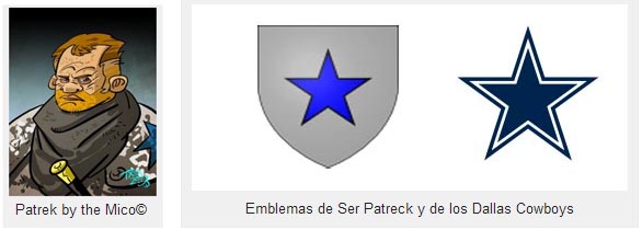Ser Patreck, su emblema y el de los Dallas Cowboys