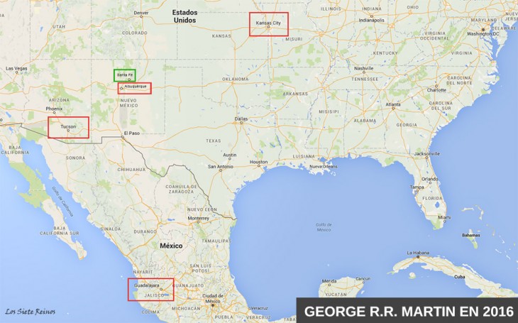 Viajes de George R.R. Martin en la segunda mitad de 2016.