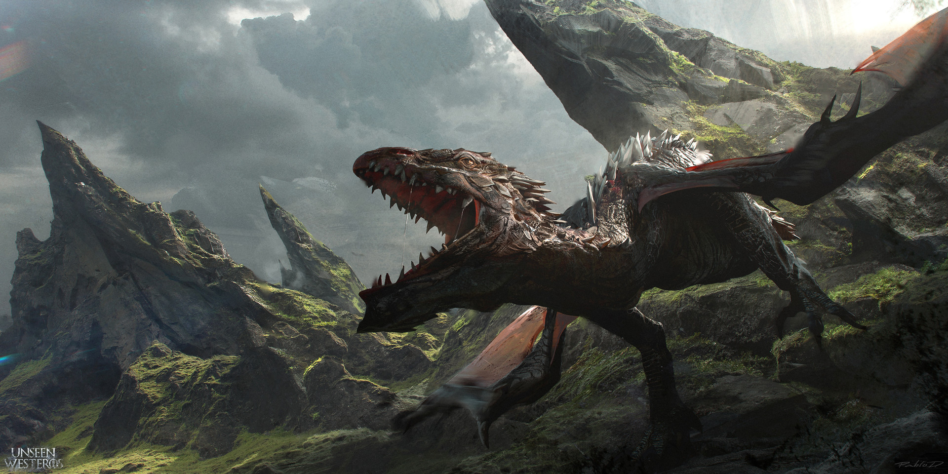 Wyvern en Sothoryos, por Pablo Domínguez