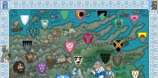 El mapa del Poniente de los Cien Reinos